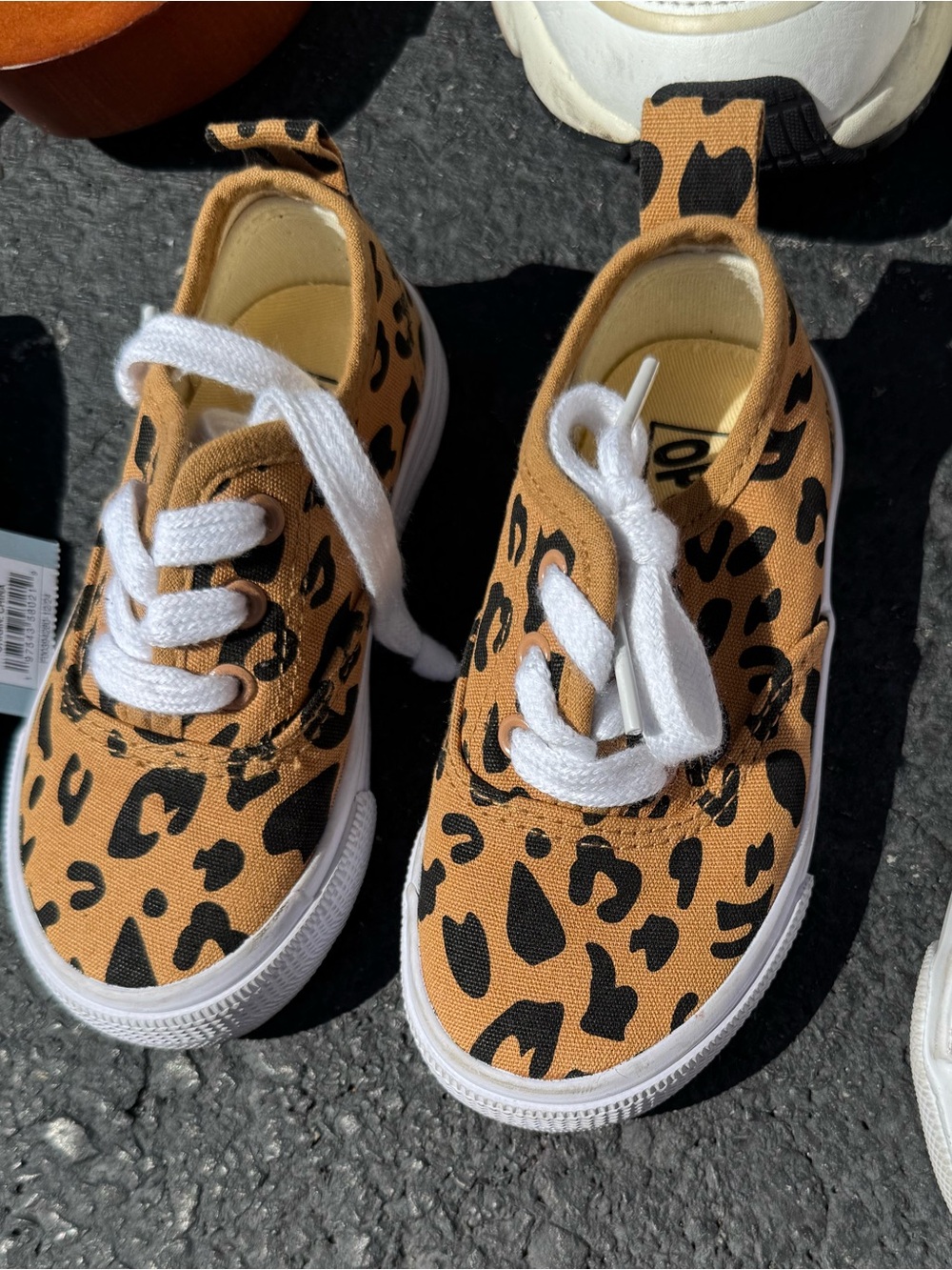 Kids Leopard Print Canvas Sneakers — Tan and Black